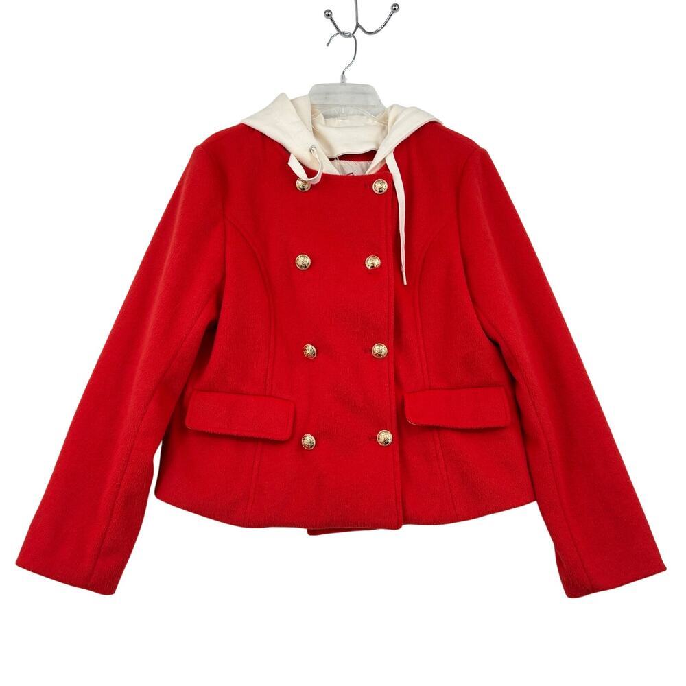 Anthropologie Maeve Twofer Hoodie Peacoat Size M Red Removeable Hooded Layer